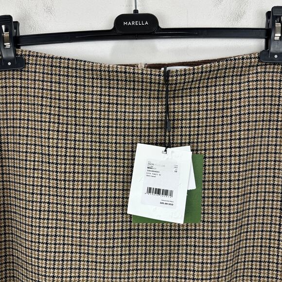 Marella Whisky Wool Mini Skirt Houndstooth Brown Preppy Retro Classic US 10 NWT - Picture 6 of 11
